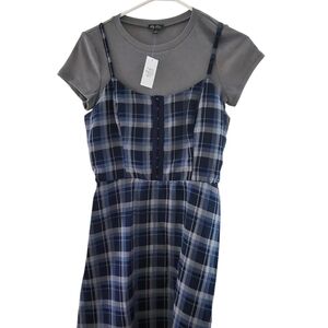 Lily Rose Blue and Gray Plaid Dress